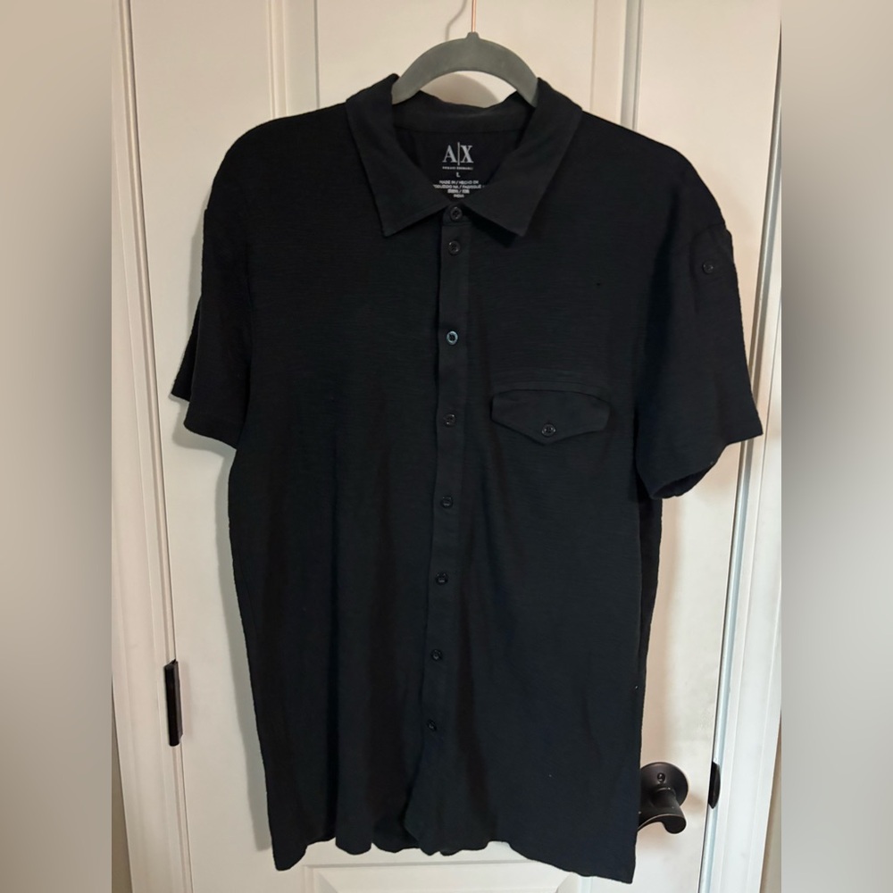 Armani Exchange Black Short Sleeve Button Down Size Medium
